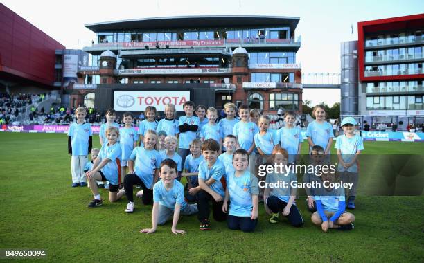 Children take part in All Stars Cricket during the 1st Royal London One Day International match between England and the West Indies at Old Trafford...