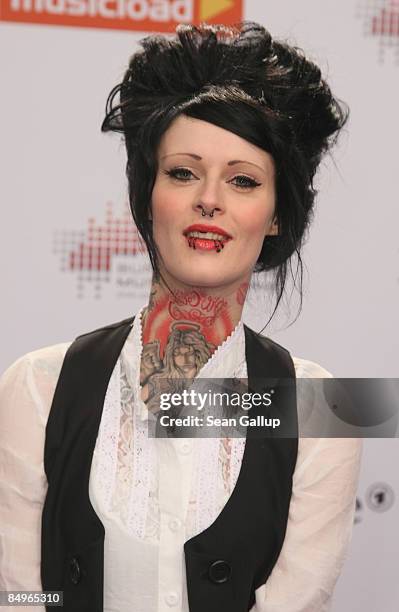 Singer Jennifer Weist of the band Jennifer Rostock attends the 2009 Echo Music Awards at the O2 Arena on February 21, 2009 in Berlin, Germany.