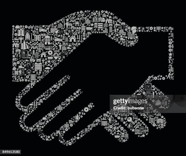 handshake construction industry vector icon pattern - hand holding sledge hammer stock illustrations
