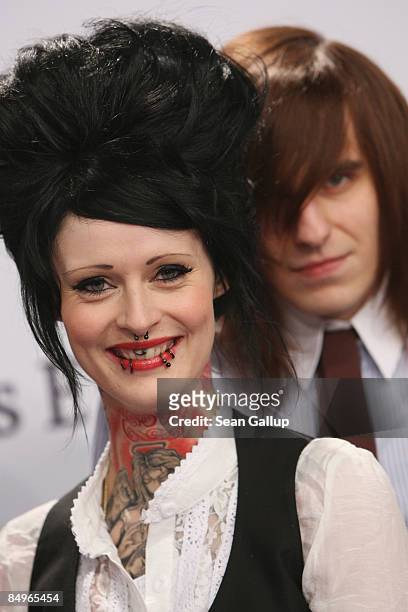 Singer Jennifer Weist and the band Jennifer Rostock attend the 2009 Echo Music Awards at the O2 Arena on February 21, 2009 in Berlin, Germany.
