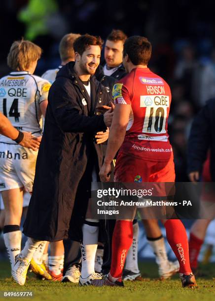 Sale Sharks' Danny Cipriani and London Welsh's Gavin Henson during the Aviva Premiership match at the Kassam Stadium, Oxford.