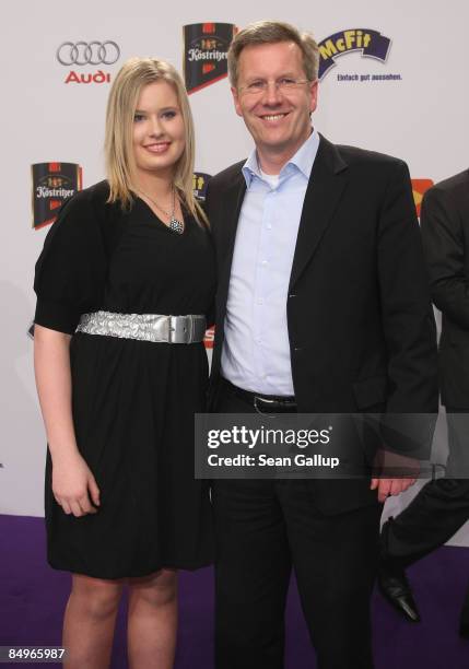 Lower Saxony Governor Christian Wulff and his daughter Annalena attend the 2009 Echo Music Awards at the O2 Arena on February 21, 2009 in Berlin,...