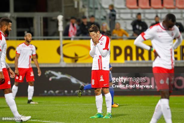 Vincent Marchetti of Nancy looks dejected during the French Ligue 2 mach between Nancy and Bourg en Bresse at on September 19, 2017 in Nancy, France.
