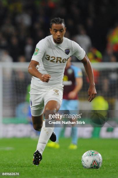 Cameron Borthwick-Jackson of Leeds in action during the Carabao Cup Third Round match between Burnley and Leeds United at Turf Moor on September 19,...
