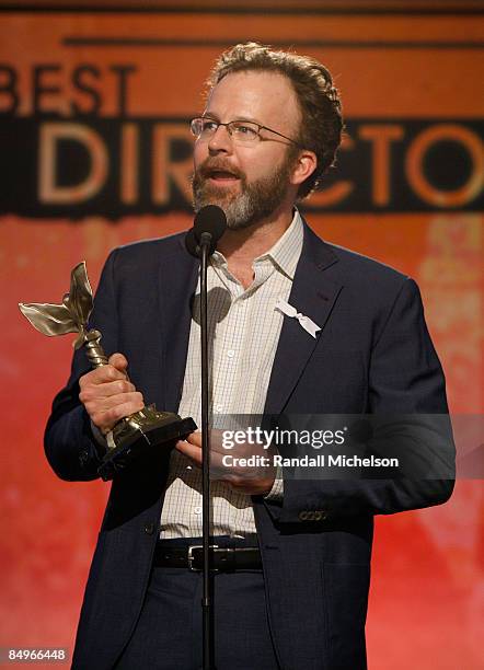 Director Tom McCarthy speaks onstage at Film Independent's 2009 Independent Spirit Awards held at the Santa Monica Pier on February 21, 2009 in Santa...