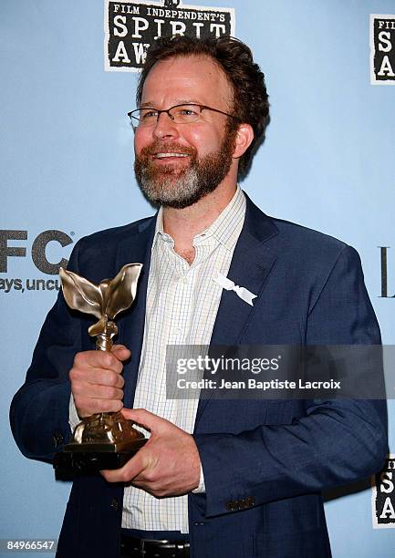 Director Tom McCarthy poses in the press room at Film Independent's 2009 Independent Spirit Awards held at the Santa Monica Pier on February 21, 2009...