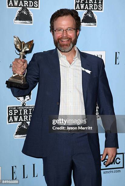 Director Thomas McCarthy poses in the press room after winning Best Director for The Visitor" at the 24th Annual Film Independent's Spirit Awards...