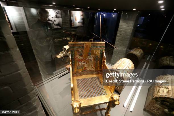 One of the exhibits in the Egyptian Exhibition in the cellars of Highclere Castle in Berkshire, to mark the 90th anniversary when of the 5th Earl of...