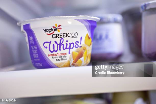 General Mills Inc. Yoplait brand Whips! greek yogurt is arranged for a photograph in Tiskilwa, Illinois, U.S., on Tuesday, Sept. 19, 2017. General...