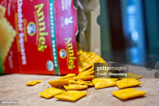 General Mills Inc. Annie's brand organic cheese crackers are arranged for a photograph in Tiskilwa, Illinois, U.S., on Tuesday, Sept. 19, 2017....