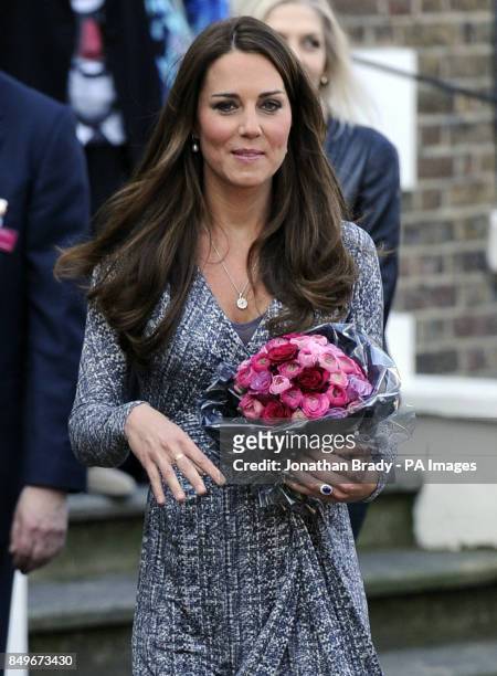 The Duchess of Cambridge leaves the addiction charity's Hope House treatment centre in Clapham, South London following her visit.