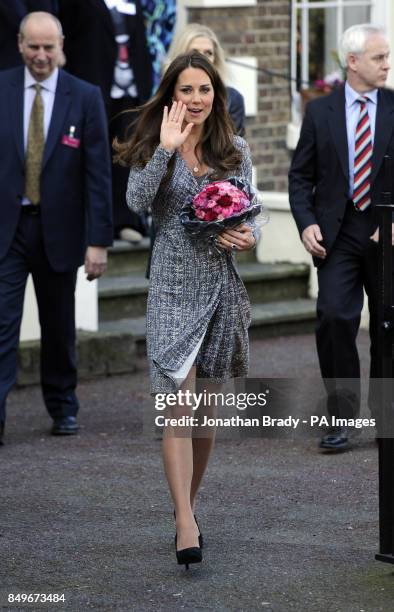 The Duchess of Cambridge leaves the addiction charity's Hope House treatment centre in Clapham, South London following her visit.