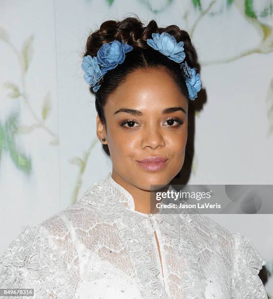 Actress Tessa Thompson attends the premiere of "Woodshock" at ArcLight Cinemas on September 18, 2017 in Hollywood, California.