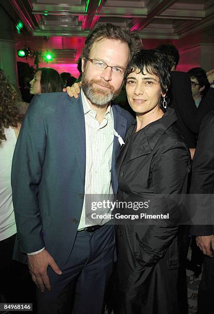 Hiam Abbann and Thomas McCarthy and Haaz Sleiman attend the 2009 IFC Indie Film Celebration at Shutters on the Beach on February 21, 2009 in Santa...