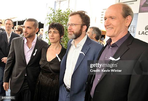 Actor Haaz Sleiman, guest, director Tom McCarthy and actor Richard Jenkins arrives at the 24th Annual Film Independent's Spirit Awards held at Santa...