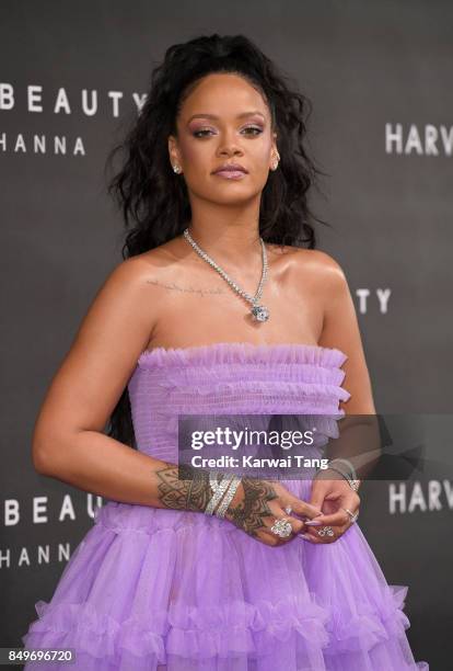 Rihanna attends the 'FENTY Beauty' by Rihanna launch Party at Harvey Nichols Knightsbridge on September 19, 2017 in London, England.