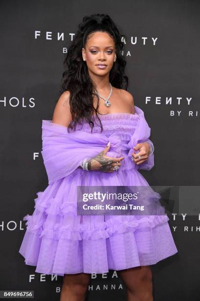 Rihanna attends the 'FENTY Beauty' by Rihanna launch Party at Harvey Nichols Knightsbridge on September 19, 2017 in London, England.