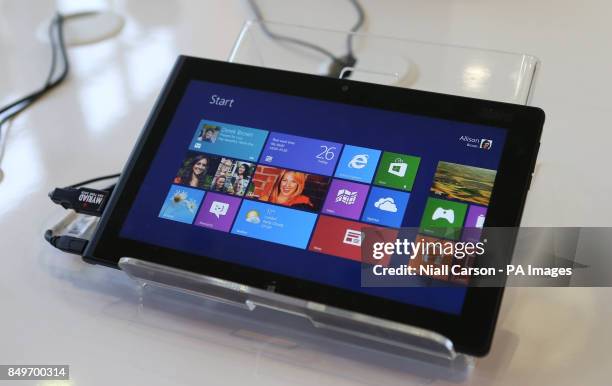 Stock picture of a Lenovo ThinkPad Tablet running the Windows 8 operating system pictured at Microsoft Ireland headquarters in Dublin.