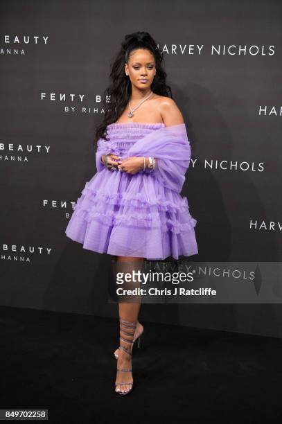Rihanna attends the 'FENTY Beauty' by Rihanna launch at Harvey Nichols Knightsbridge on September 19, 2017 in London, England.