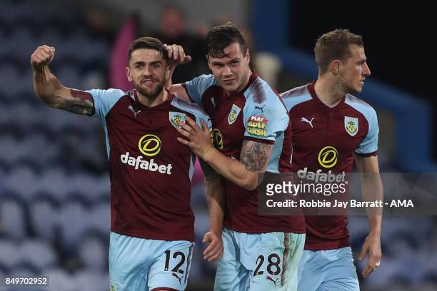 Robbie Brady of Burnley celebrates after scoring a goal to make it 2-2 during the Carabao Cup Third Round match between Burnley and Leeds United at...
