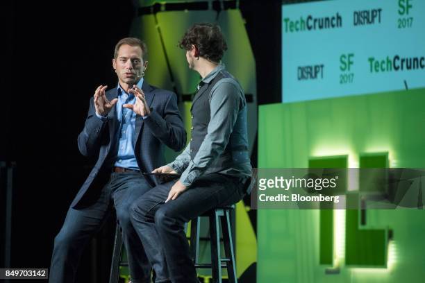 Mike Lynn, chief executive officer of Hound Labs Inc., left, speaks during the TechCrunch Disrupt 2017 in San Francisco, California, U.S., on...