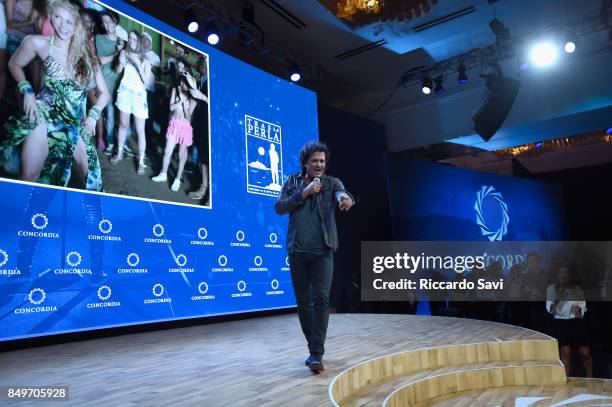 Singer Carlos Vives performs at The 2017 Concordia Annual Summit at Grand Hyatt New York on September 19, 2017 in New York City.