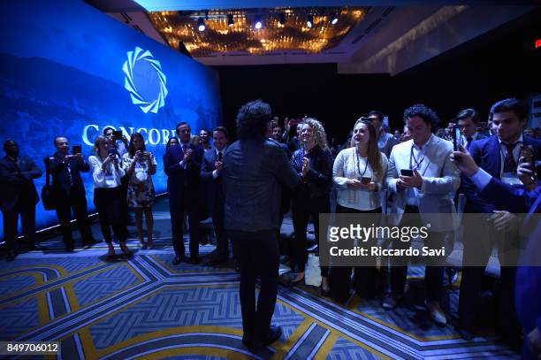 Singer Carlos Vives performs at The 2017 Concordia Annual Summit at Grand Hyatt New York on September 19, 2017 in New York City.
