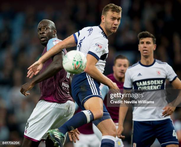 Chris Samba of Aston Villa during the Carabao Cup Third Round match between Aston Villa and Middlesbrough at the Villa Park on September 19, 2017 in...