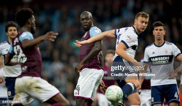 Chris Samba of Aston Villa during the Carabao Cup Third Round match between Aston Villa and Middlesbrough at the Villa Park on September 19, 2017 in...