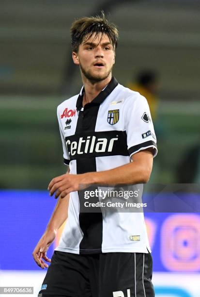 Francisco Sierralta of Parma Calcio in action during the Serie B match between Parma Calcio and Empoli FC on September 19, 2017 in Parma, Italy.