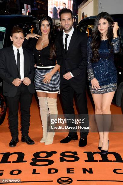 Joseph Taktouk, Daniella Semaan, Cesc Fabregas and Maria Taktouk attend the 'Kingsman: The Golden Circle' World Premiere held at Odeon Leicester...