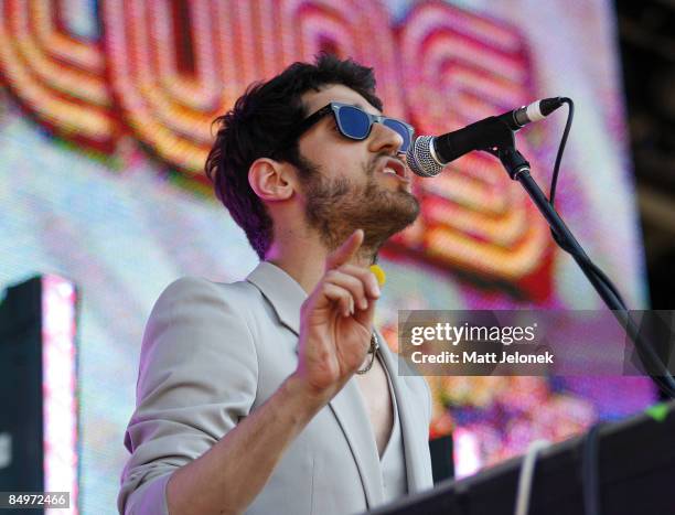 David Macklovitch of the band Chromeo performs on stage during the Good Vibrations Festival 2009 on Harrison Island on February 22, 2009 in Perth,...