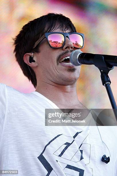 Sam Sparro performs on stage during the Good Vibrations Festival 2009 on Harrison Island on February 22, 2009 in Perth, Australia.