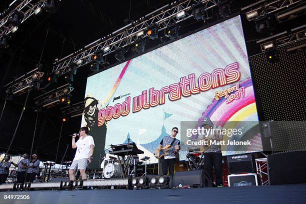 Sam Sparro performs on stage during the Good Vibrations Festival 2009 on Harrison Island on February 22, 2009 in Perth, Australia.