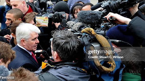 Max Clifford talks to reporters prior to Jade Goody's wedding at Down Hall on February 22, 2009 in Hatfield Heath, Essex, England.