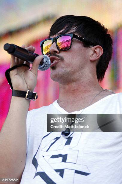 Sam Sparro performs on stage during the Good Vibrations Festival 2009 on Harrison Island on February 22, 2009 in Perth, Australia.