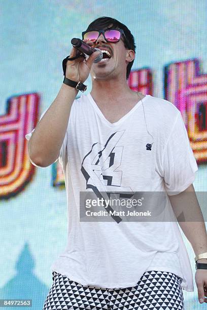 Sam Sparro performs on stage during the Good Vibrations Festival 2009 on Harrison Island on February 22, 2009 in Perth, Australia.