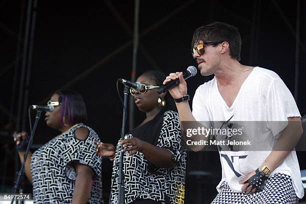 Sam Sparro performs on stage during the Good Vibrations Festival 2009 on Harrison Island on February 22, 2009 in Perth, Australia.