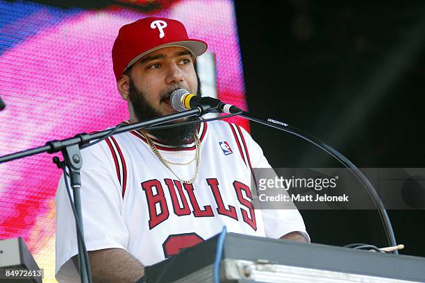 Patrick Gemayel of the band Chromeo performs on stage during the Good Vibrations Festival 2009 on Harrison Island on February 22, 2009 in Perth,...