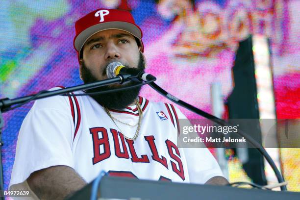 Patrick Gemayel of the band Chromeo performs on stage during the Good Vibrations Festival 2009 on Harrison Island on February 22, 2009 in Perth,...