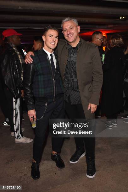 Lee Broom and Charles Rudgard attend the Lee Broom decade of design party at a secret Shoreditch venue during the London Design Festival 2017 on...