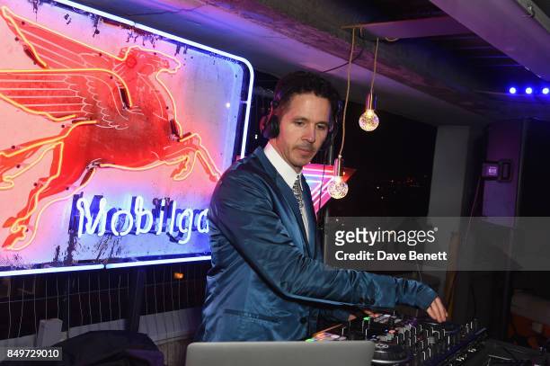 Andrew Armstrong DJs at the Lee Broom decade of design party at a secret Shoreditch venue during the London Design Festival 2017 on September 19,...