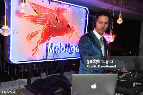 Andrew Armstrong DJs at the Lee Broom decade of design party at a secret Shoreditch venue during the London Design Festival 2017 on September 19,...
