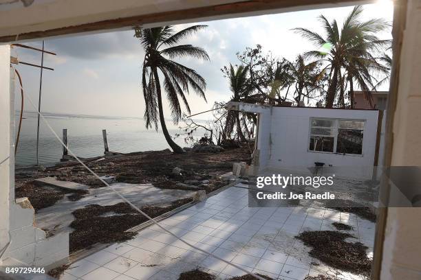 Home that was destroyed by hurricane Irma is seen on September 19, 2017 in Marathon, Florida. The process of rebuilding has begun as the Federal...