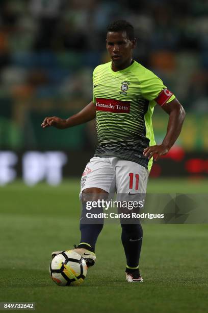 Maritimo midfielder Eber Bessa from Brazil during the match between Sporting CF v CS Maritimo for the Taca da Liga 2017/2018 at Estadio do Bonfim on...