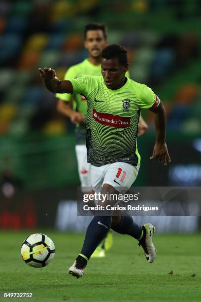 Maritimo midfielder Eber Bessa from Brazil during the match between Sporting CF v CS Maritimo for the Taca da Liga 2017/2018 at Estadio do Bonfim on...