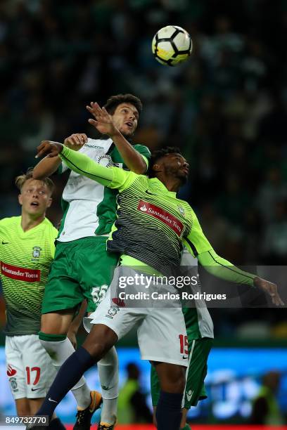 Sporting CP defender Tobias Figueiredo from Portugal heads the ball during the match between Sporting CF v CS Maritimo for the Taca da Liga 2017/2018...