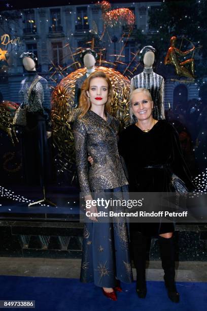 Natalia Vodianova and Stylist of Dior Maria Grazia Chiuri attend the Inauguration of the Dior showcases at Galeries Lafayette for Christian Dior...