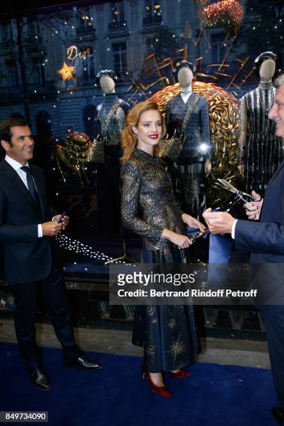 General Director of Galeries Lafayette, Nicolas Houze, Natalia Vodianova and CEO of Dior Sidney Toledano attend the Inauguration of the Dior...