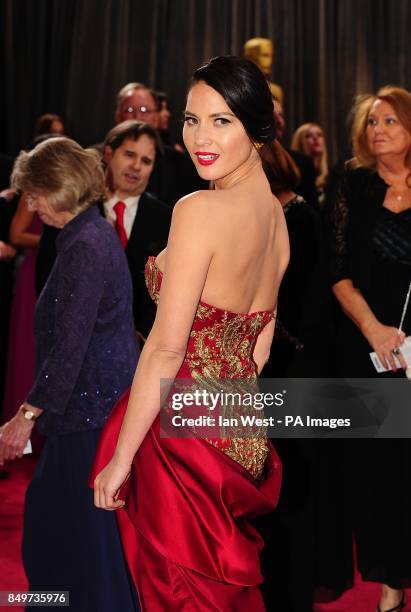 Olivia Munn arriving for the 85th Academy Awards at the Dolby Theatre, Los Angeles.